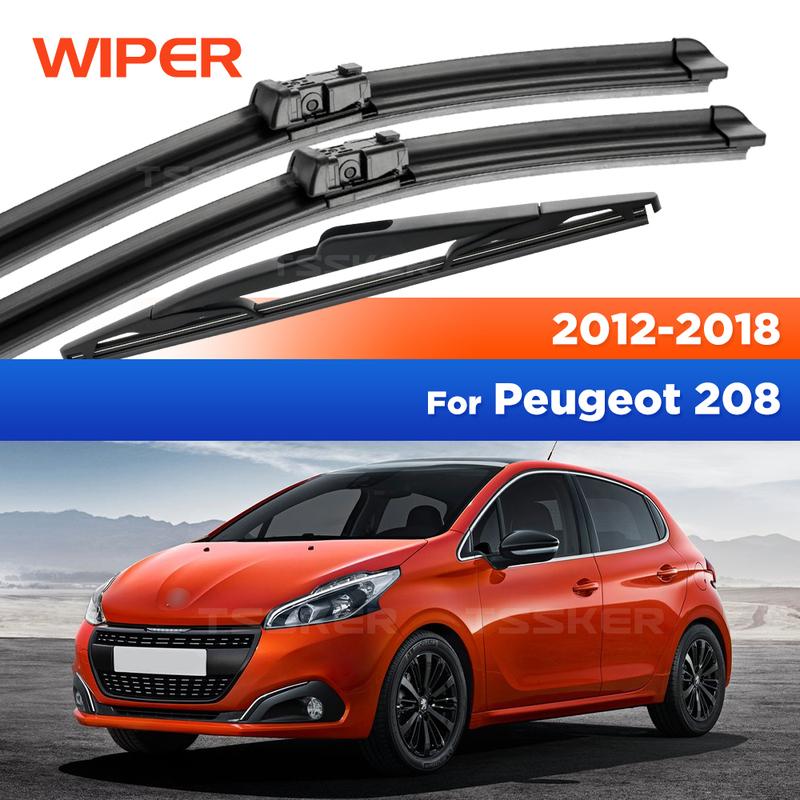 For Peugeot 208 2012-2018 2013 2014 2015 2016 2017 Wiper Front&Rear Wiper Blades Windshield Windscreen Window Brushes 26"16"14"