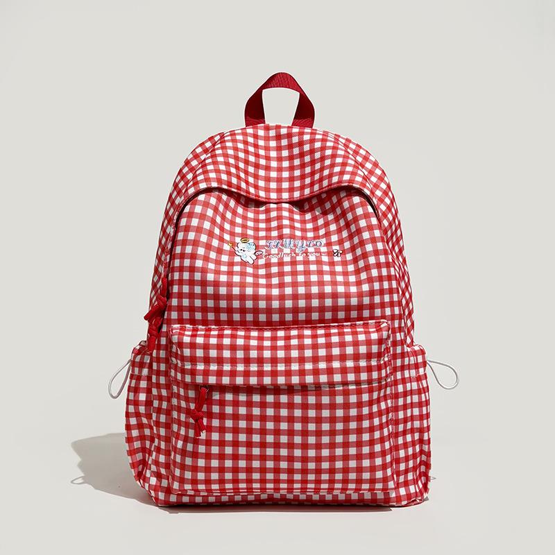 Schoolbag plaid schoolbag female student versatile small fresh junior high school backpack travel backpack tide large capacity college style