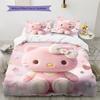 Hello Kitty Pink Pattern Bedding,Quilt Set Quilt Cover Pillowcase Home Birthday Gift(1 * Duvet Cover + 2 * Pillowcase, Without Core)