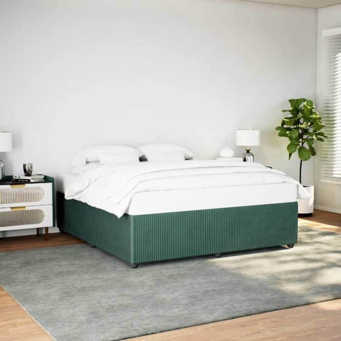 VidaXL Cadre de lit sans matelas vert foncé 200x200 cm velours 3285033