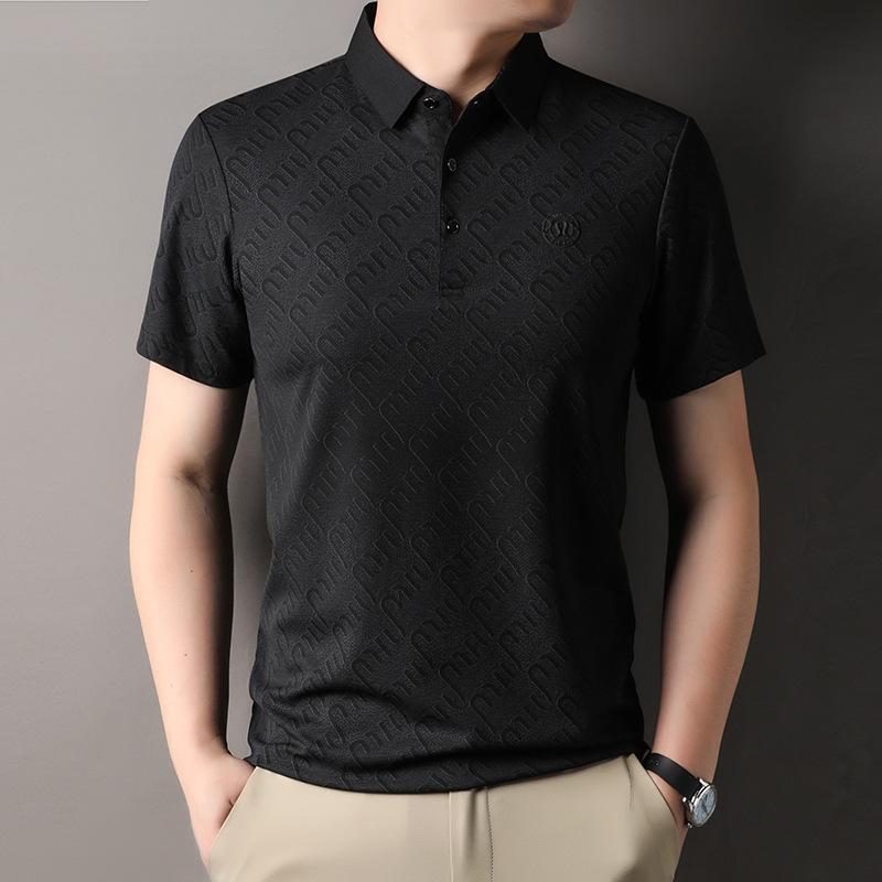 

Medium Men S Ice Silk Traceless Breathable Short Sleeve T-Shirt Light Business Casual Thin Bottom Polo Shirt 4XL