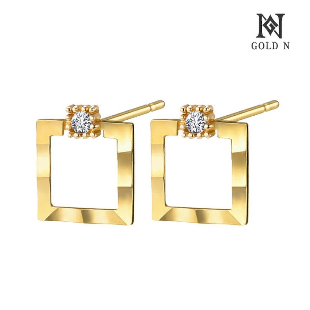 

Gold N 14K Cutting Square Long Drop Earrings Yg
