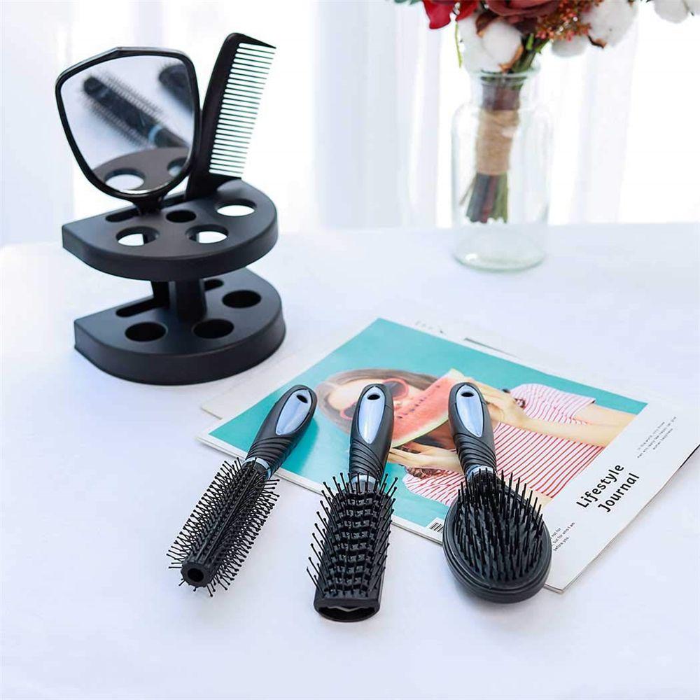Salon Professional Hair Brush Set Hair Brush Comb Mirror Set Mirror Stand Holder Massage Comb