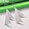 925 Sterling Silver Simple Frosted Geometric Triangle Pendant Earrings - Fashion Banquet Jewelry