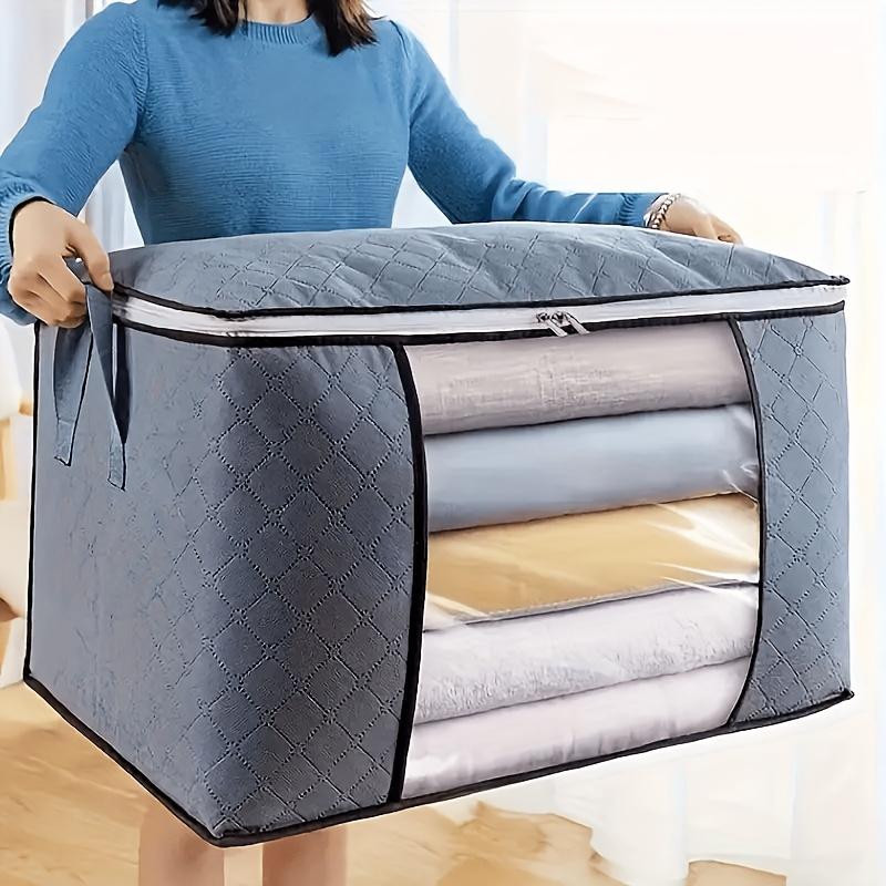 1pc Quilted Clothes Storage Bag with Clear Window - Dustproof,  for Moving, Packing, and Organizing Towels and Linens, Clothes Organizer Storage