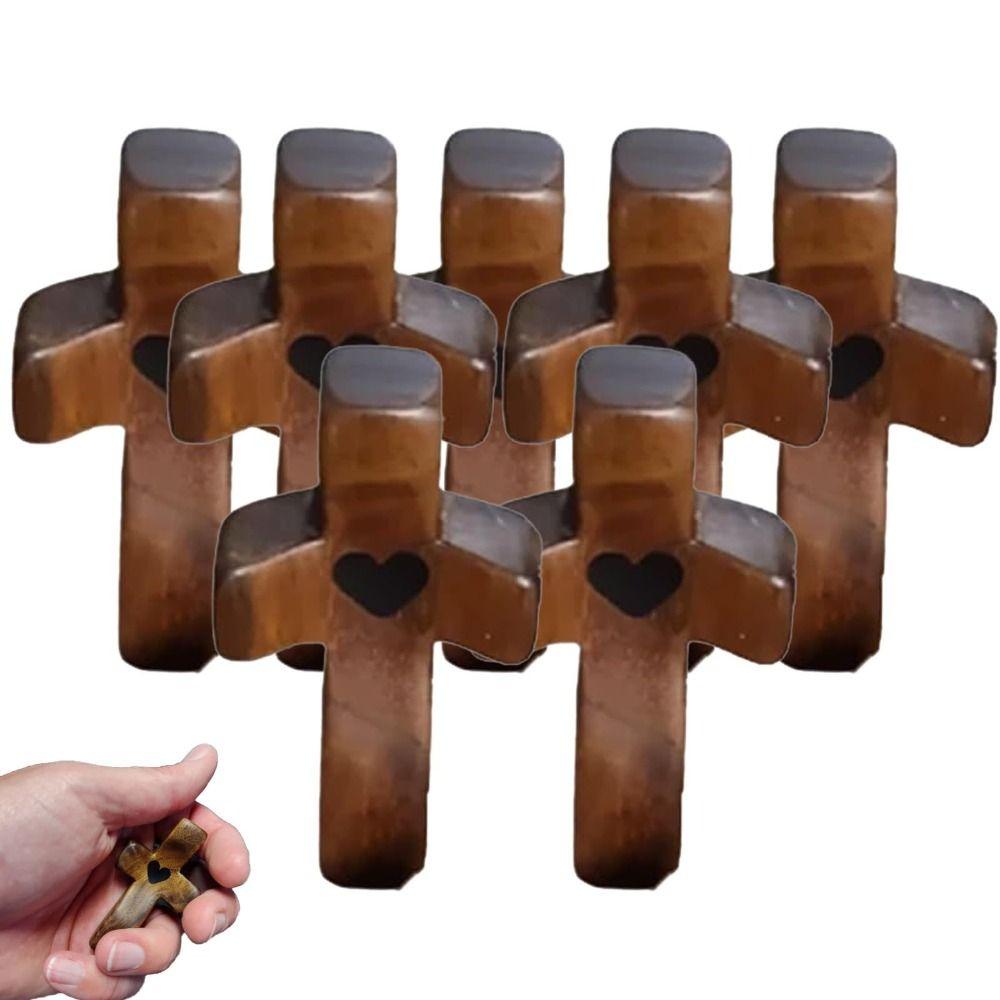 Wooden Cross My Heart Encouragement Gift Relieve Stress Emotional Support Cross Toys Portable Reduce Anxiety