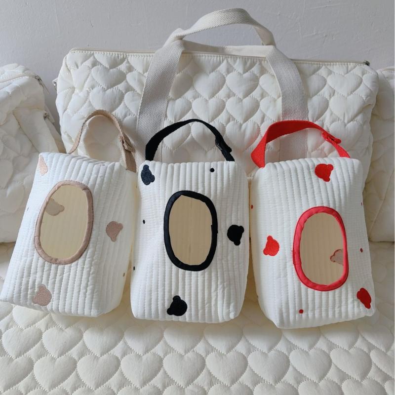 Portable Ins Simple Fabric Tissue Box Hanging Wet Wipes Case Storage Pouch Fit for Car Home Kitchen Use