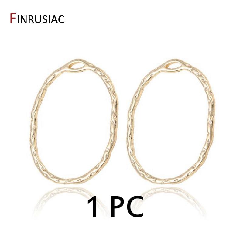 

New Fashion DIY Earring Charms 14K Gold Plated Brass Oval Shape Hollow Circle Pendant For Jewelry Making Fittings