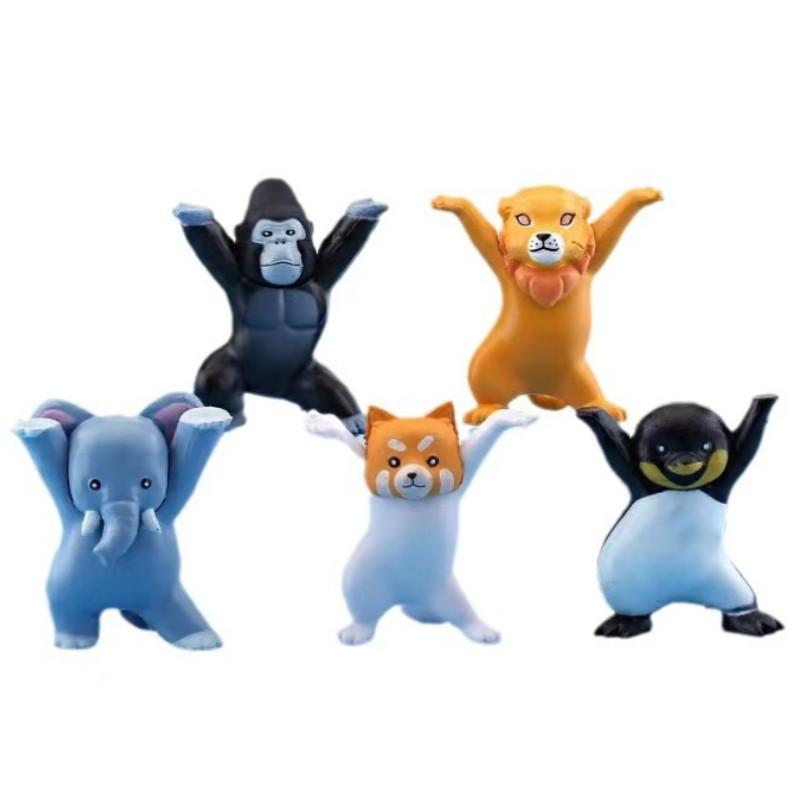 Adorable Pvc Cartoon Animal Figurines Featuring Elephant Gorilla Lion Penguin For Collectors