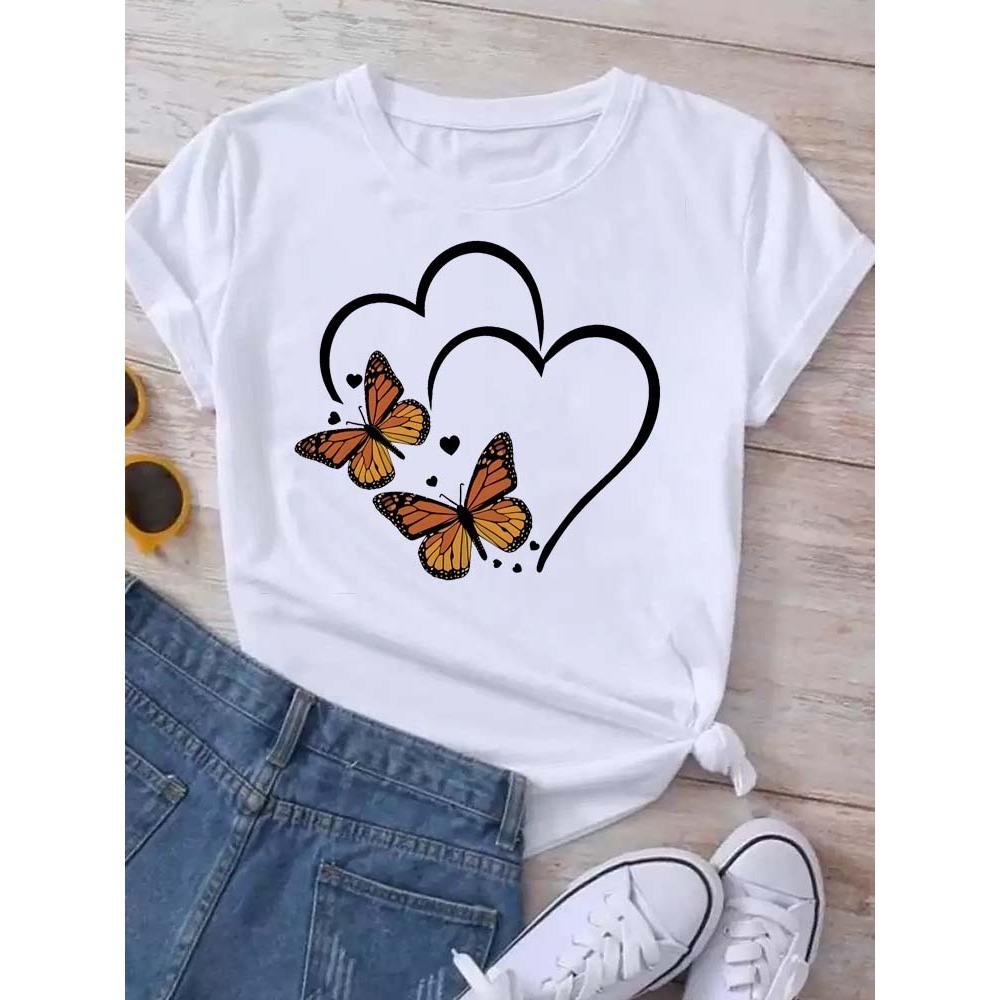 Dandelion graphic printing T-shirt women's summer short-sleeved round neck casual fashion streetwear top