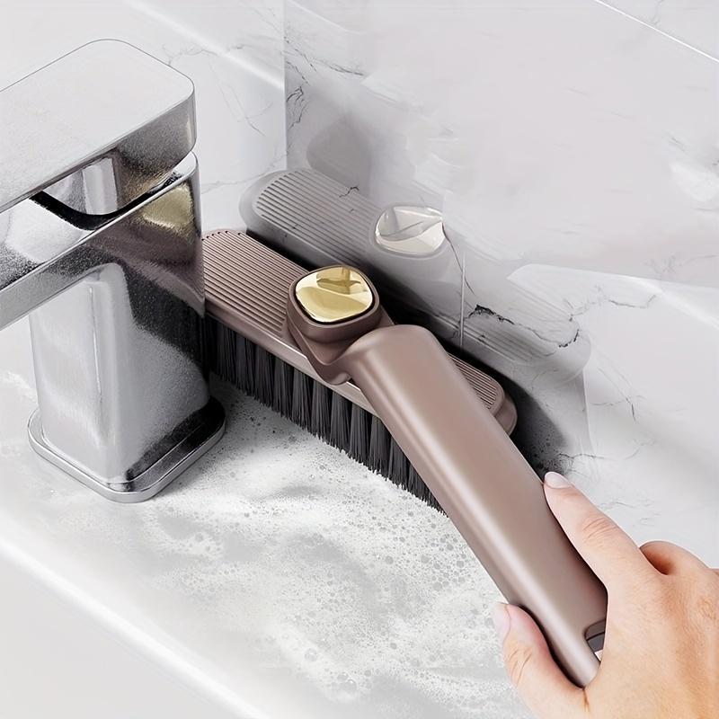 1Pc 360-Degree Rotating Crevice Cleaning Brush with Tweezers for Bathroom Tile Grout, Kitchen Countertop Cleaner Tool , Wall and Tile Baseboard Brush