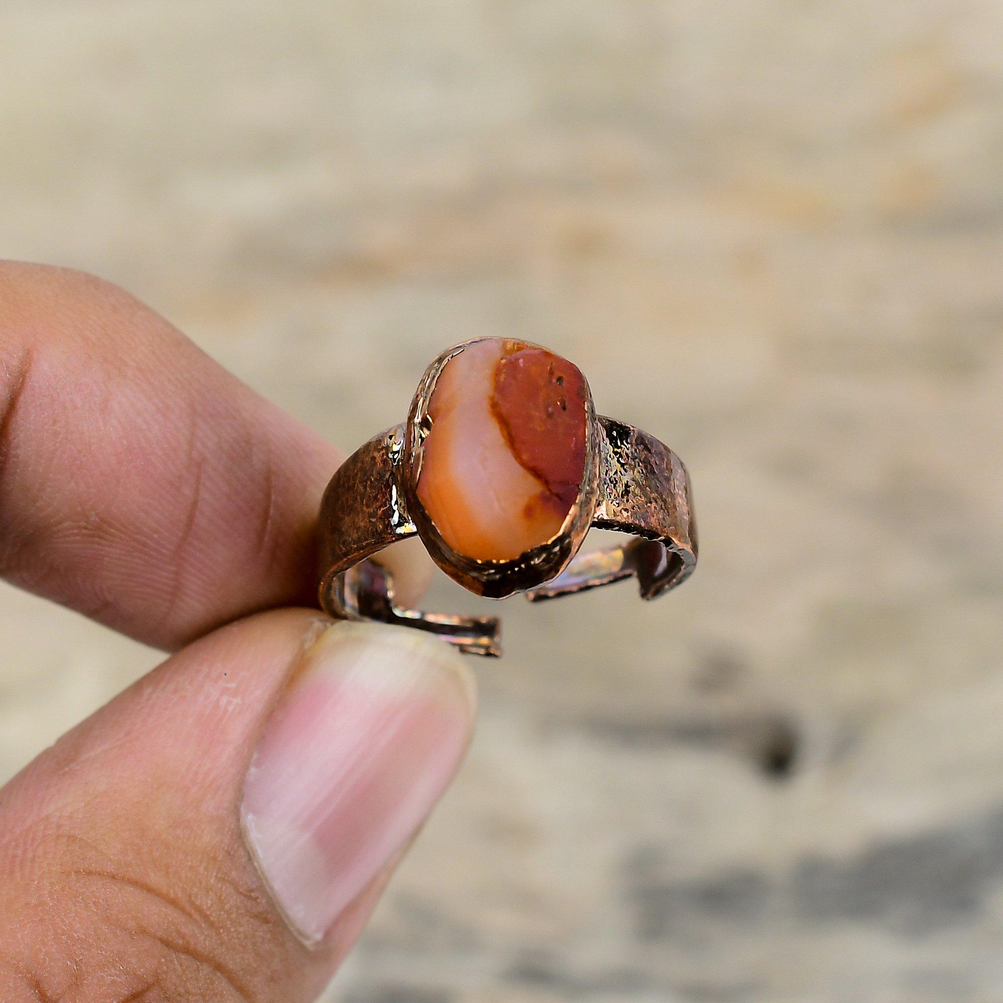 

Кольцо из сердолика, гальванопластическое медное кольцо, регулируемое кольцо, кольца ручной работы, гальванопластические украшения, подарки на годовщину, оригинальное кольцо из драгоценных камней Adjustable