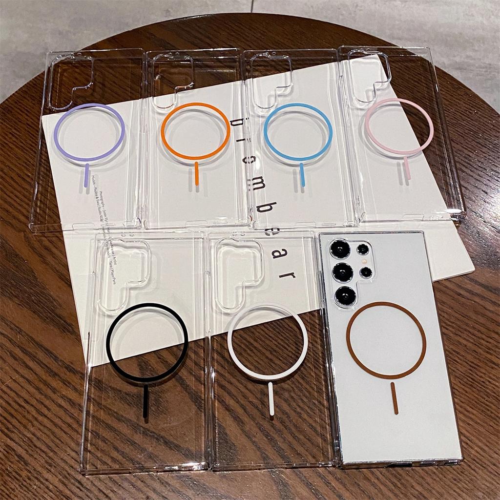 For S25 S24 Simple Magsafe Phone Case For Samsung Galaxy S25 Ultra S24 Plus S24 FE Crystal Wireless Charging Hard Clear PC Cover