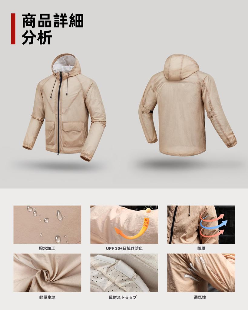 RIDEIRON Motorcycle Jacket, Hoodie, Sunscreen, UPF30+, Motorcycle Jacket, UV Protection, Summer, Sweat Absorbent, Quick