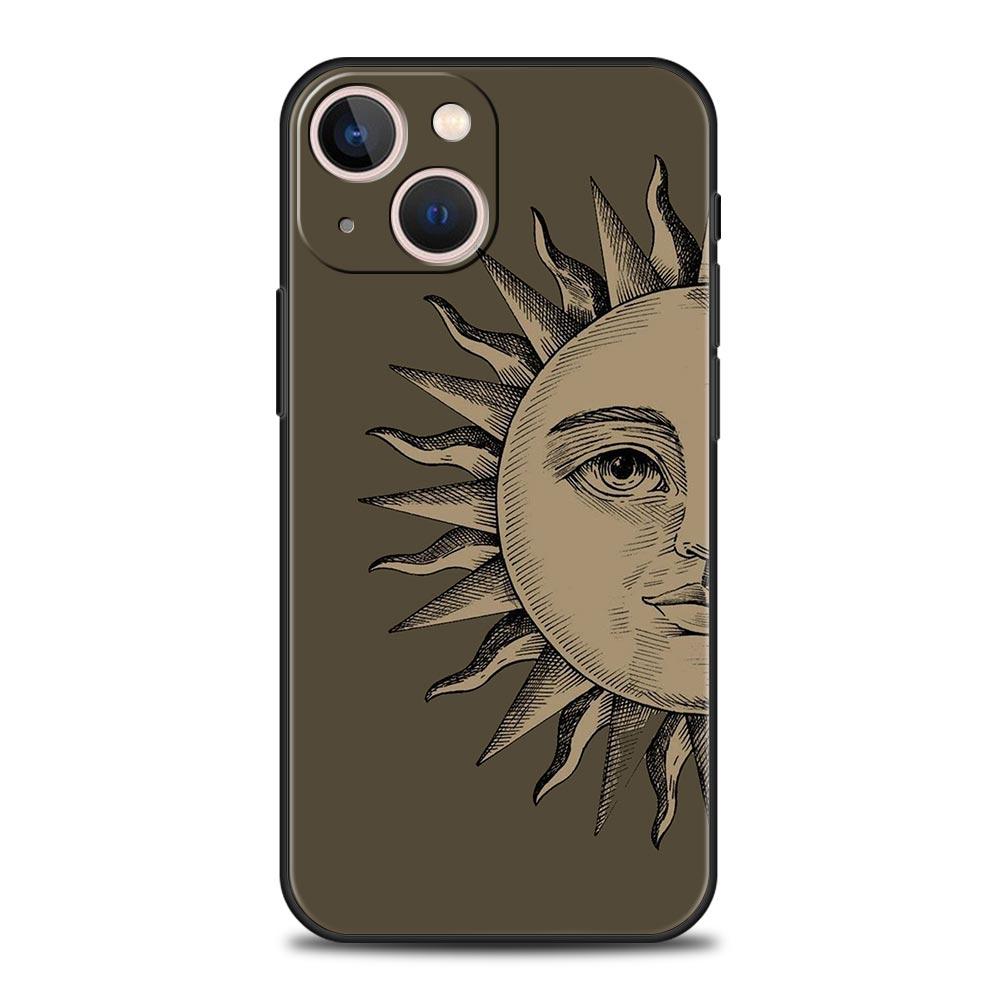 Funny Sun Moon Angel Eyes Luxury Phone Case For iPhone 11 14 15 Pro MAX 12 13 Mini 7 8 Plus X XR XS SE Shockproof Cover Funda