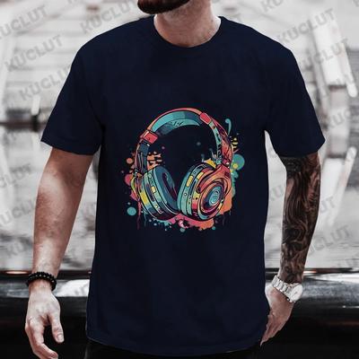 Funny Printed Cool Men's T-shirt Oversized Clothing Hip Hop Melting Headset Graphic Tee Shirt Men Casual Streetwear