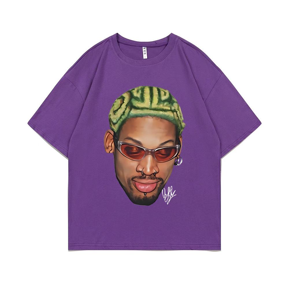 The Worm Dennis Rodman Big Face Graphic T-shirt Men Women Hip Hop Oversized  Basketball Boys T Shirts Unisex Vintage Casual Tees