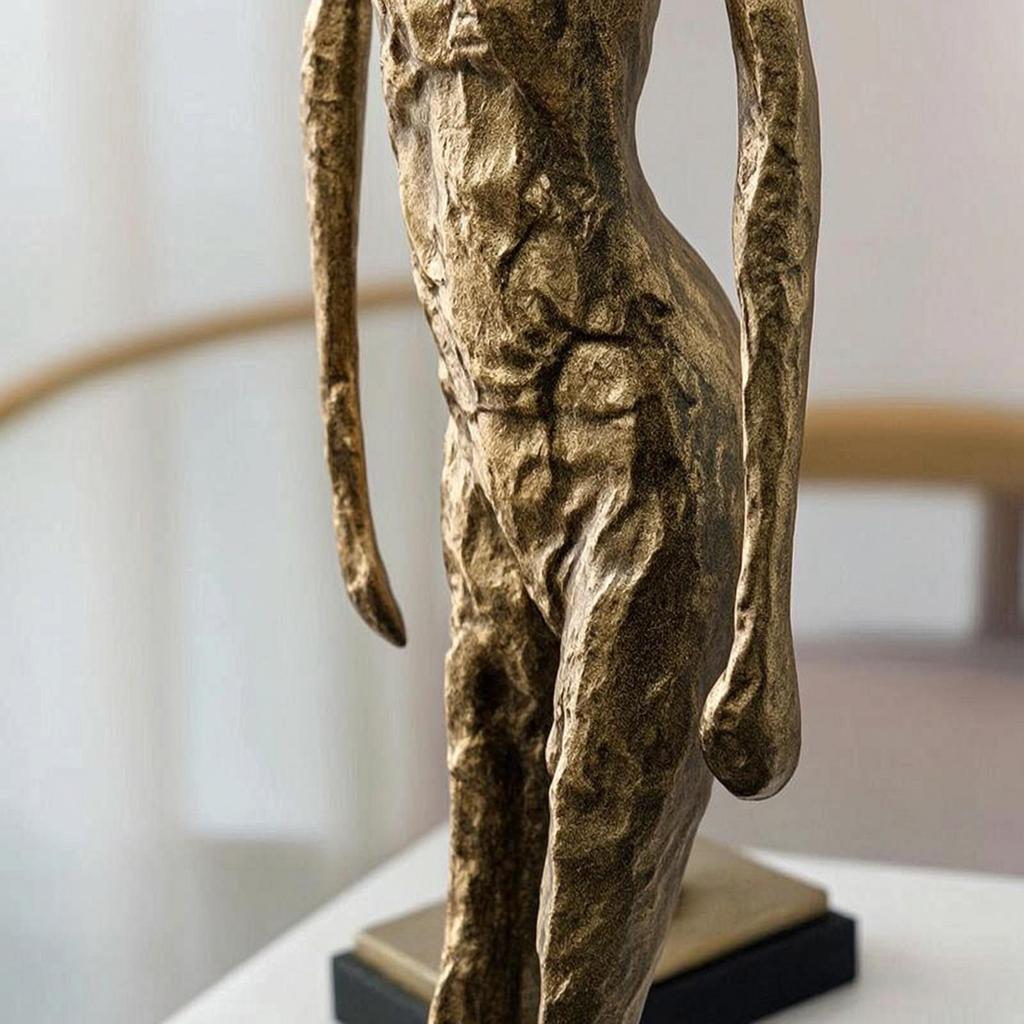 Textured Human Figure Sculpture Slender Abstract Statue Tall Decorative