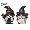 Gnome Table Centerpiece Halloween Skeleton Figurine Gothic Witch Hat Dwarf Statue Holiday Party Ornament Holding Rose Sculpture for Decoration