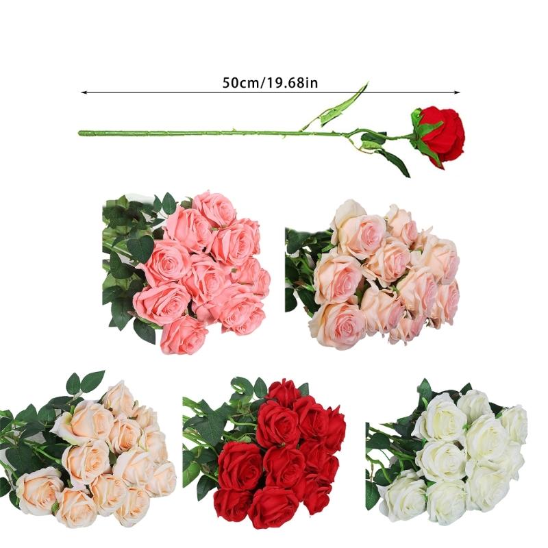 12Pcs Artificial Rose Flower Realistic Simulation Rose Bouquets for Home Garden Decoration, Wedding Flower Arrangements