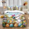 3pcs Easter Happy Cute Rabbit Easter Egg Printed Chipless Quilt Set Multi Size Bedding Decoration Comfortable Machine Washable
