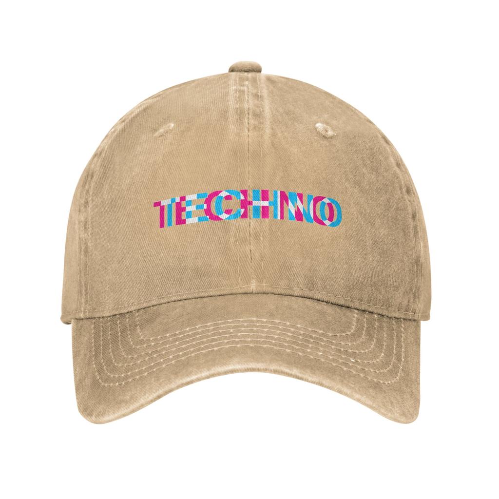 Techno Music Optical Illusion EDM Rave Baseball Caps Fashion Distressed Washed Trippy Glitch Snapback Unisex Women Outdoor Soft Hat