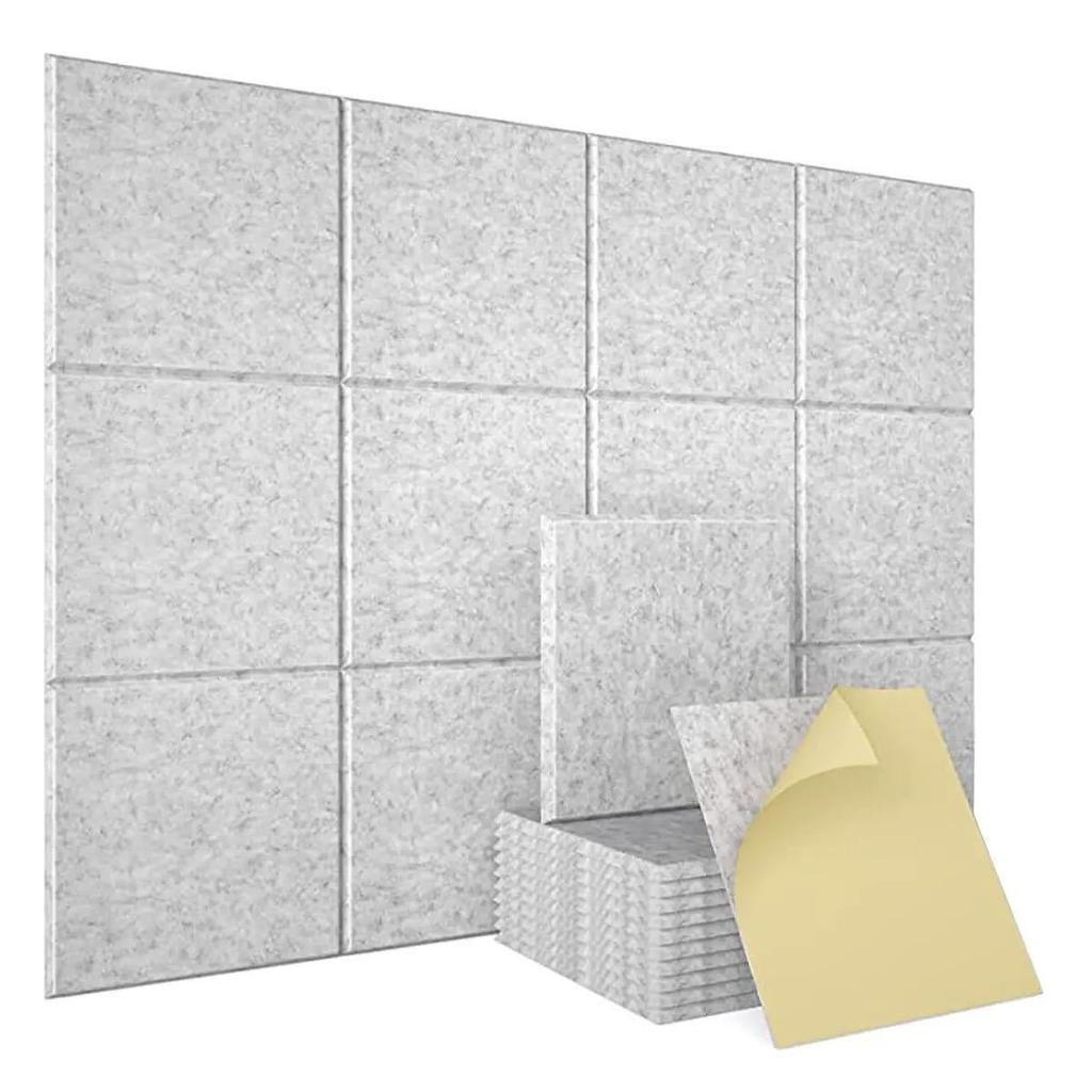 6pcs 30x30cm Acoustic Panel Self-adhesive Felt Wall Stickers Sound-absorbing Soundproof Board for Cinema Studio Game Hall Reco