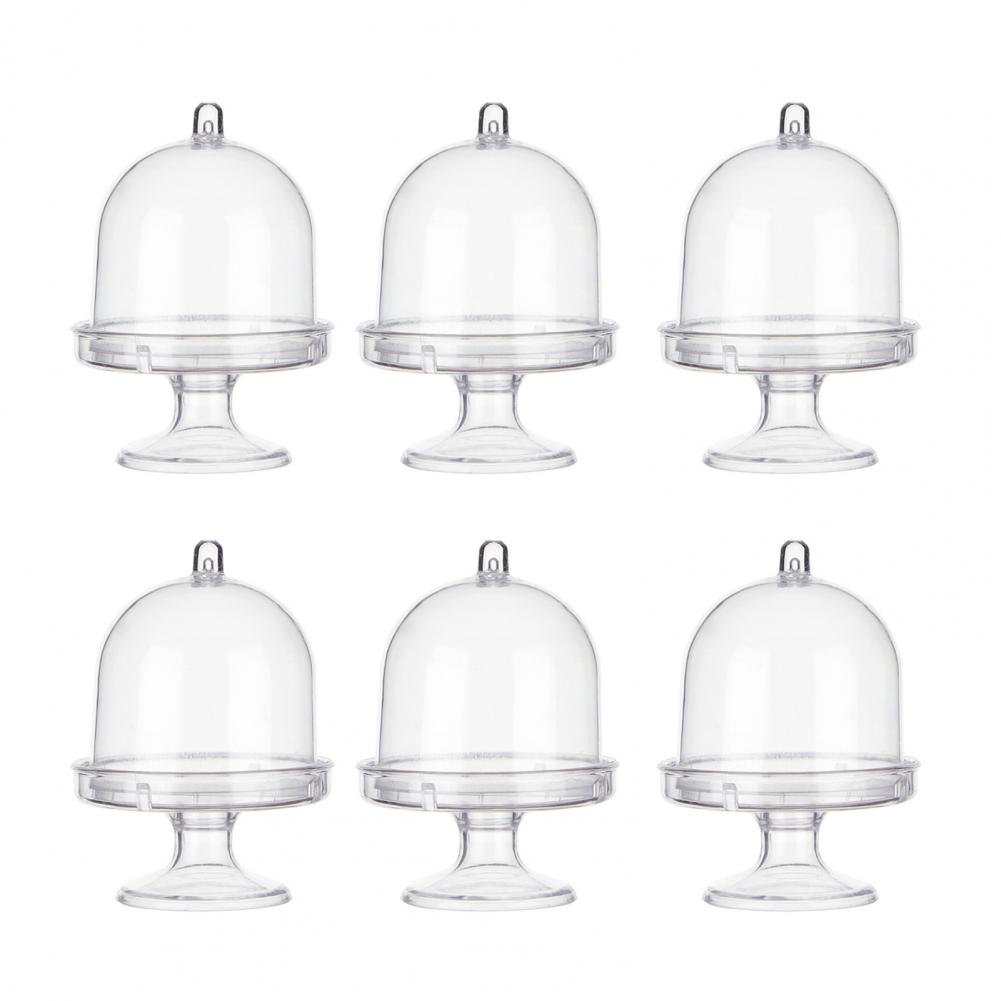 Cupcake Display Rack Small Cupcake Stand Plastic Mini Cake Stand with Dome Cover Dessert Cupcake Display Plate for Birthday 1pc белый