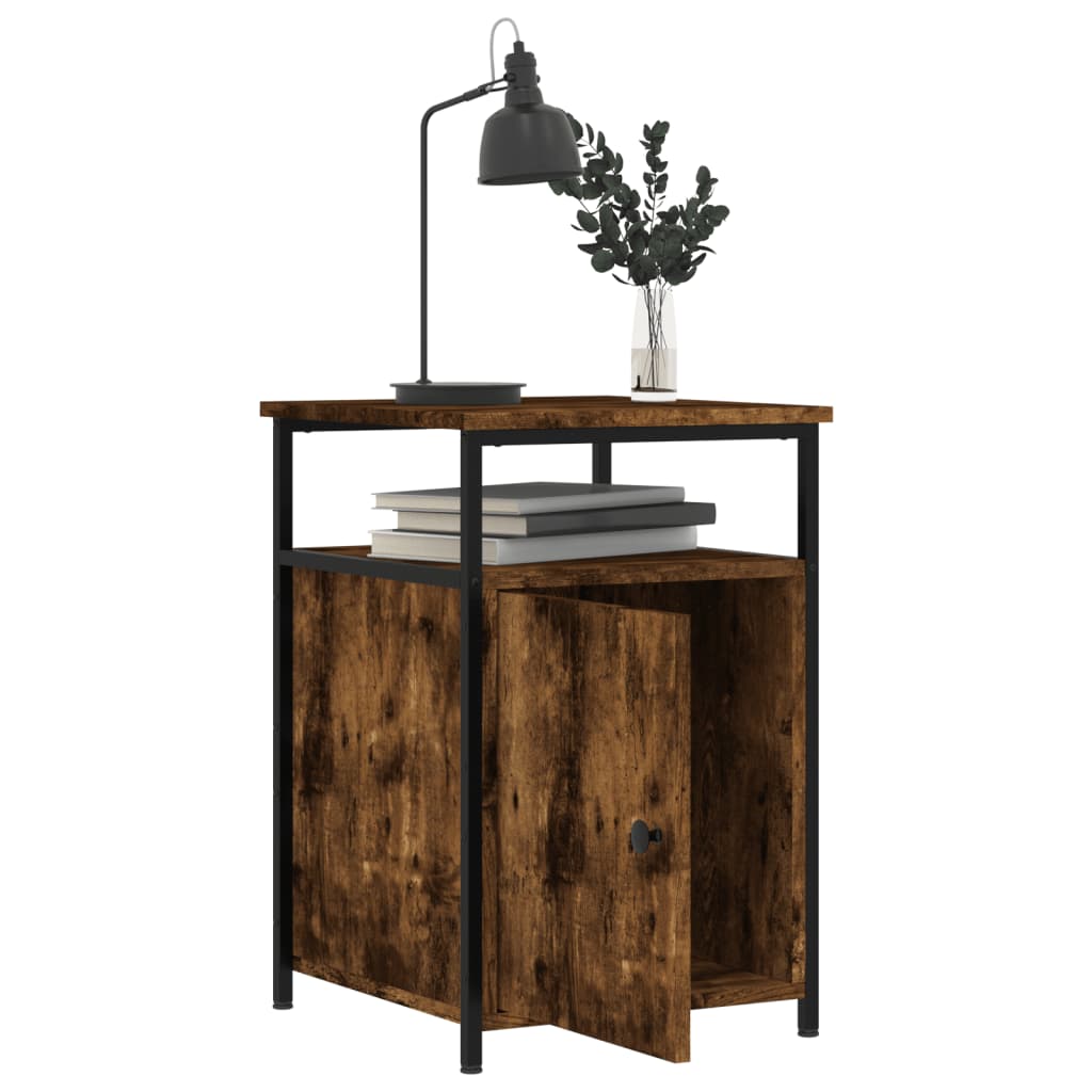 Nightstand Smoked Oak Finish 40 x 42 x 60 cm Engineered Wood