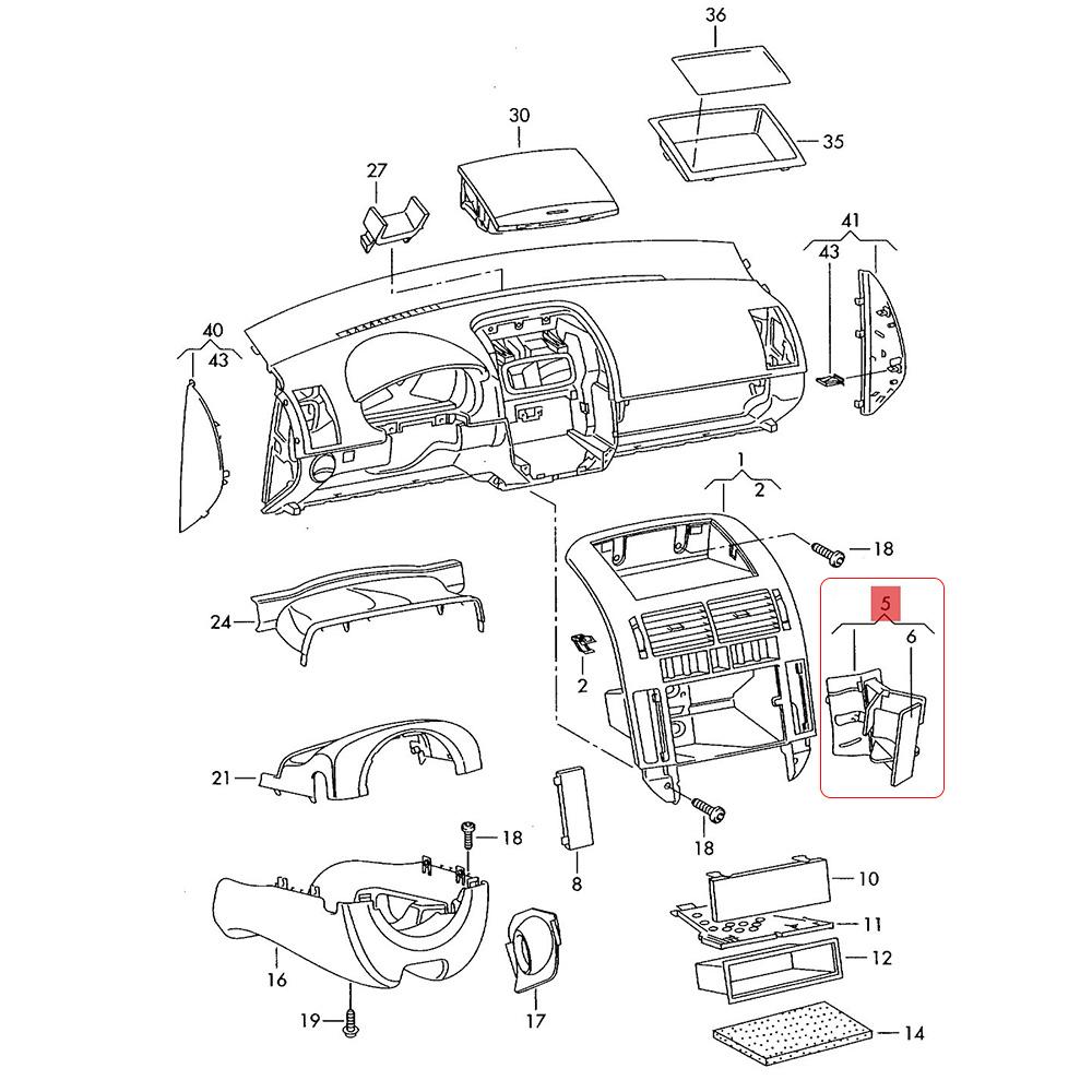 Pro Polo 9N 2002 2003 2004 2005 2006 2007 2008 2009 2010 Držák na středovou konzolu do auta 6Q0 858 602