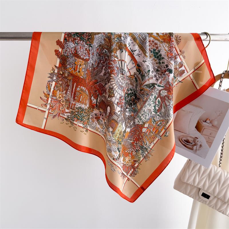 Women Luxury Design Scarf Silk Smooth Scarf Soft Muslim Headband Shawl Beach 70x70cm Square Ribbon Headband Satin Hair Hairband