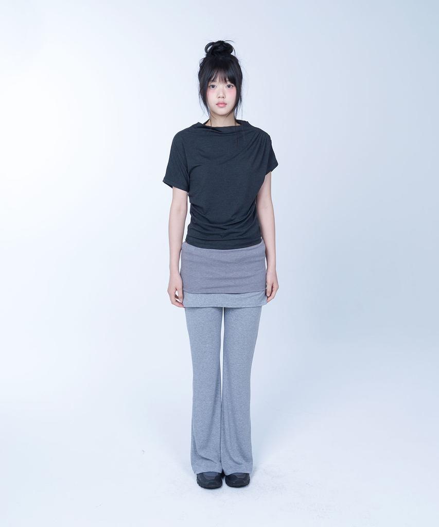 Laailai Folded Colorblock Skirtpants (Grey)