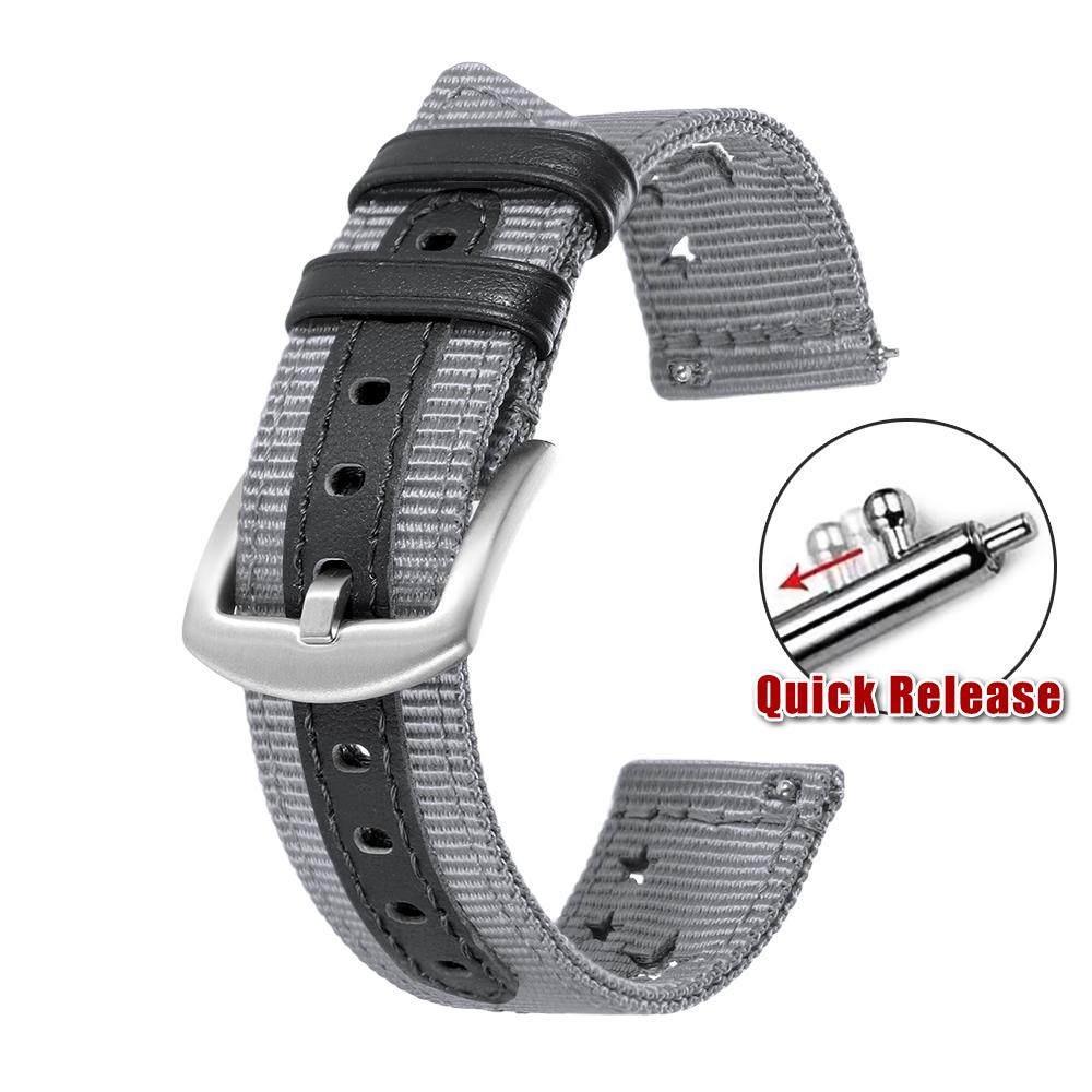 Nylon Watch Band 18mm 20mm 22mm for Seiko for Omega Breathable Nylon Leather Strap Quick Release Bracelet Smartwatch Wrist Bands