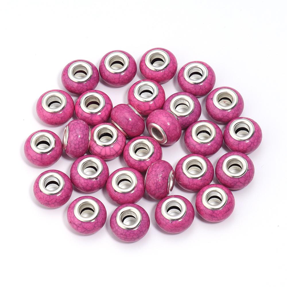 20pcs/lot Resin Beads 14mm Colorful Turquoise Lines Large Hole Spacer Beads For Jewelry Making DIY Necklace Bracelet Accessories
