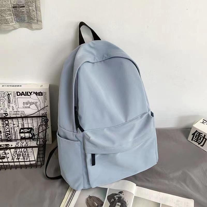 Backpack Student Campus Comfortable Canvas School Bag Junior High School Student Simple Solid Color Large Capacity Backpack
