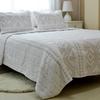 Pure Cotton White Embroidered Three-Piece Bedding Set: Bedspread, Bed Sheet, Quilted Air Conditioning Blanket.
