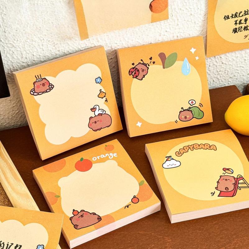 Office School Supplies Memo Pad Cute Capybara Student Cartoon Message Notes Times Girly Heart Book Kawai Stationery Gift Lovely