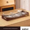 Luxury Glass Walnut Fruit & Snack Plate with Candy Compartments for Living Room Coffee Table
