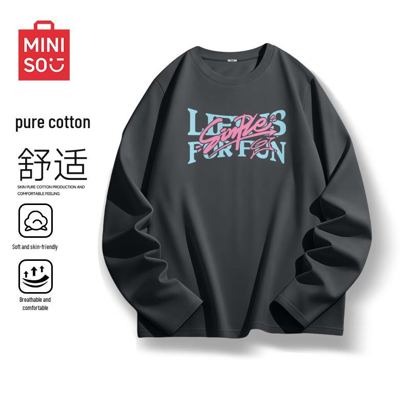 MINISO Men s Long-Sleeve Heavyweight Cotton T-Shirt 3XL
