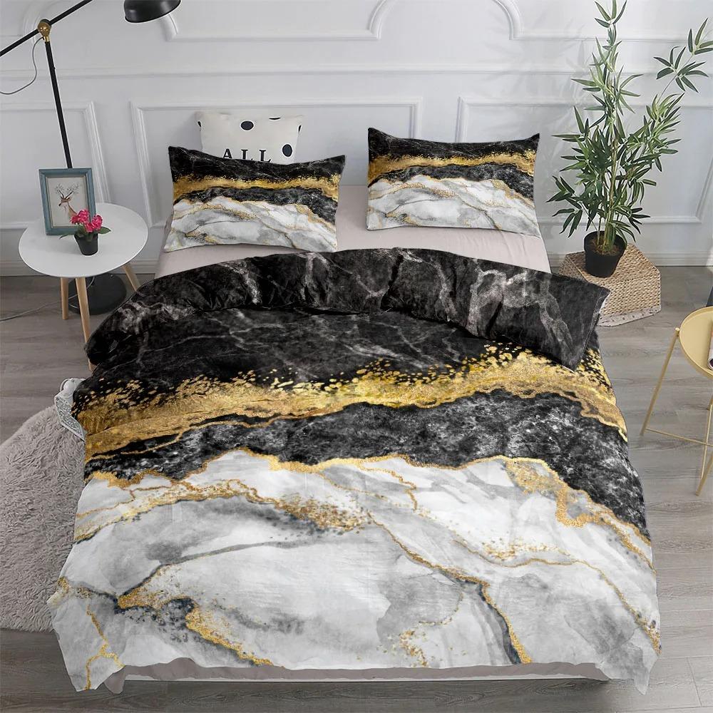 Fluid Leaves Duvet Cover Set King Queen Double Full Twin Single Size Bed Linen Set