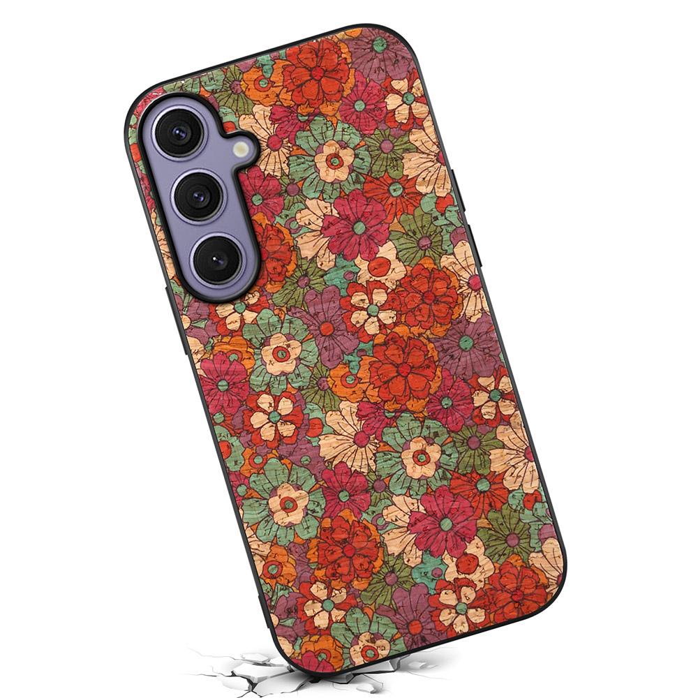 

For Samsung Galaxy S25+ Case Flower Print PU Leather+PC+TPU Phone Cover Summer/Red