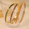 High Quality Gold Plated Stainless Steel Colorful Crystal Cz Baguette Wrist Bracelet Bangle Jewelry For Women