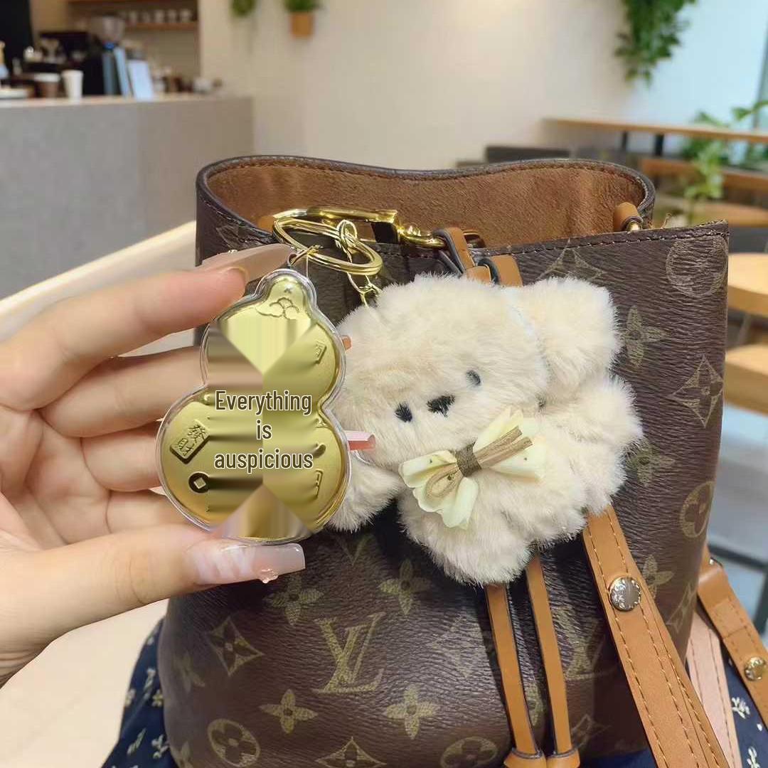 Gold Dog Bow Tie Phone Lanyard & Keychain - 999 Pure Gold Charm Gift for Girlfriend