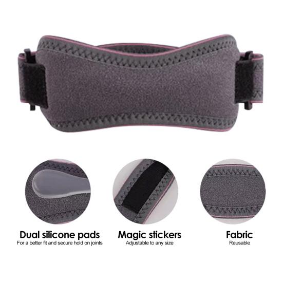 Patellar Tendon Support Strap with Silicone Pad, Cycling Running Fitness Sports Knee Brace, Adjustable Pain Relief Knee Stabilizer Strap for Men