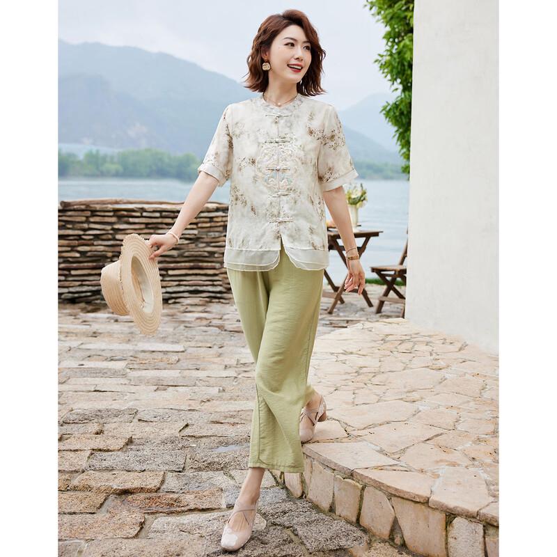 New Chinese Style Embroidered Summer Two-Piece Set