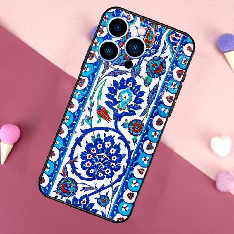Alte florale Fliesen Hülle Für iPhone 16 15 Pro Max 11 12 13 Mini 14 15 Pro Max 15 Plus XR 16e Handy Rückseite