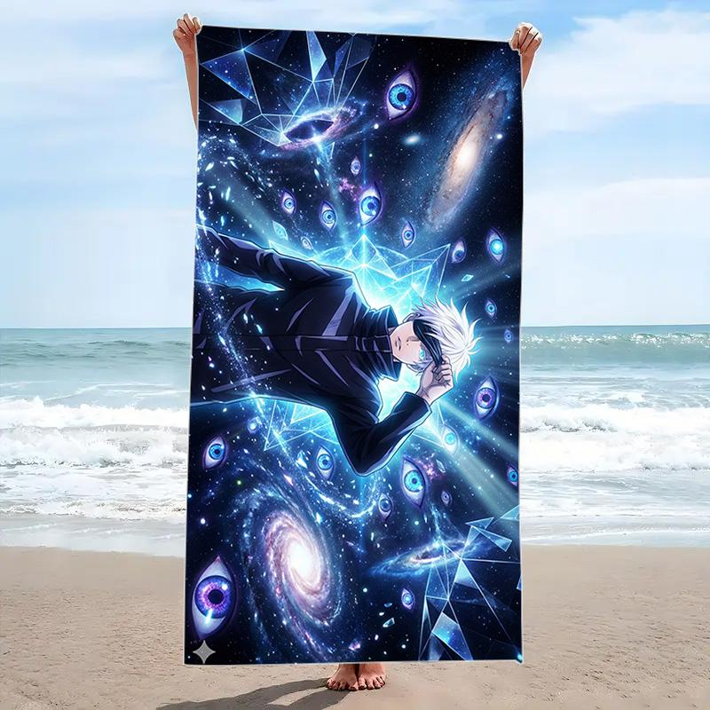 Gojo Satoru Print Beach Towel, Large Soft Quick Dry Towel for Beach Camping Swimming