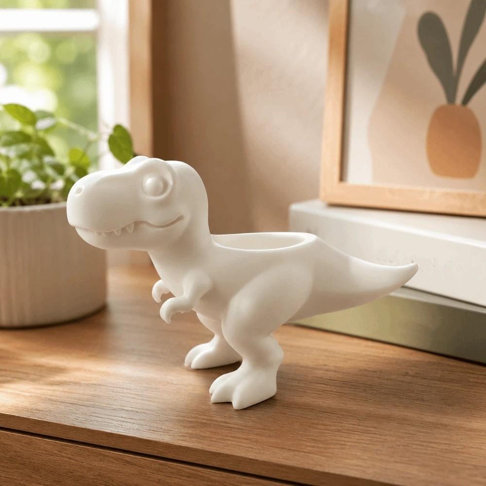 3D Printed Dinosaur Flowerpot Ornaments Mini Potted Planter Dinosaur Statue T-Rex Plant Pot Gift