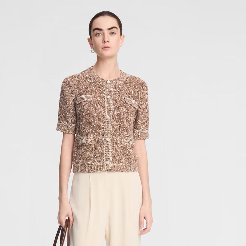 

ELLASSAY French Style Pearl Short Sleeve Knitted Top XS