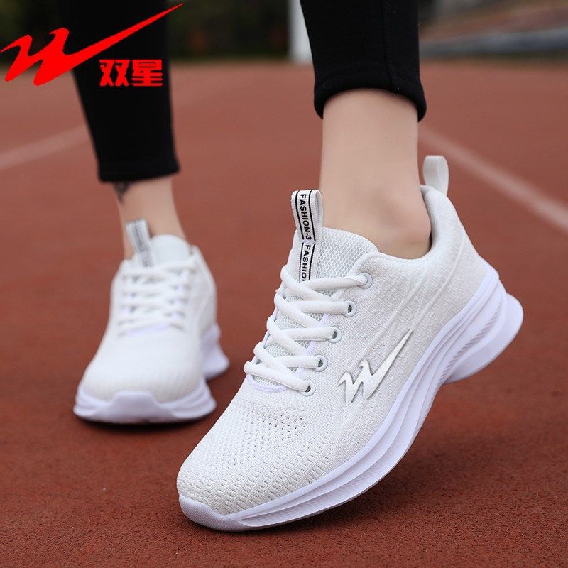 Double star sports shoes spring all-black mesh breathable and lightweight mother casual travel shoes versatile soft-soled running shoes